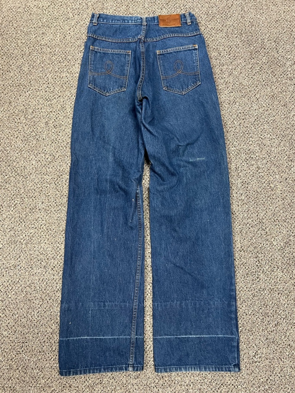 Vintage Ralph Lauren Women's Dark Blue Wide Leg Jeans